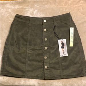 Dark Green Mini Skirt- Button Front & A Line